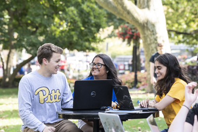 students on Pitt's campus
